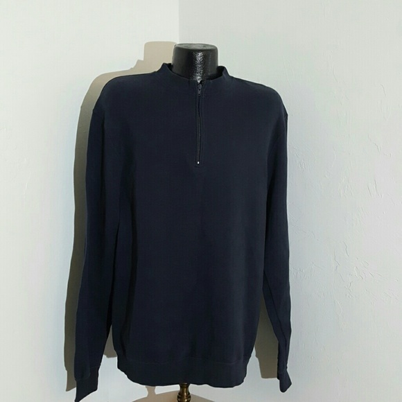 Orvis sweater 3/4 zipper cotton blue size L - Picture 2 of 5
